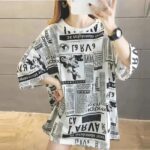 Newspaper Print Oversized T-shirt