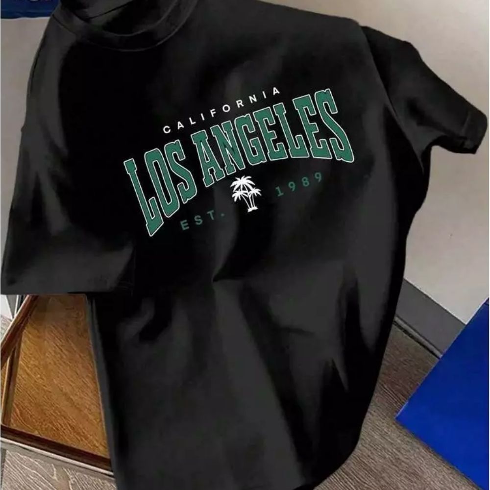 DAI-25-1.jpg Black Los Angeles Graphic T-shirt - Image 1
