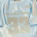Sky Blue Glossy Football Jersey T-shirt - Image 2