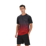 Men’s Black Red Gradient Quick Dry Training Tee - Image 2