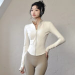 Women’s White Sculpted Zip Yoga Jacket - Image 2