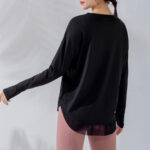 Women’s Black Relaxed Long Sleeve Active Top - Image 2