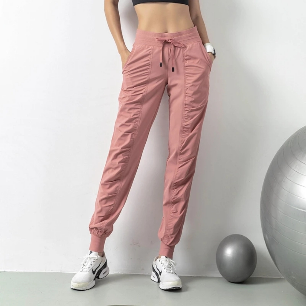 FIT-57-1.jpg Women’s Pink Drawstring Jogger Workout Pants - Image 1