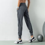Women’s Grey Drawstring Jogger Workout Pants - Image 2