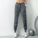 Women’s Grey Drawstring Jogger Workout Pants - Image 3
