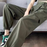 Women’s Olive Cargo Cuffed Jogger Pants - Image 2