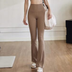 Women’s Camel Flared High Waist Yoga Pants - Image 3