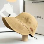Khaki Minimalist Wide-Brim Casual Cap