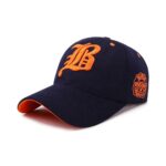 Navy and Orange Letter “B” Embroidered Baseball Cap with Side Crest